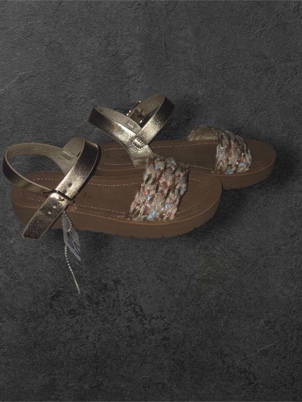 NWT Soda Braided Strap Sandals Gold Metallic Ankle Strap Girls Size 11
